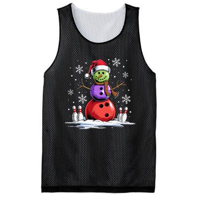 Bowling Snowman Bowling Player Santa Hat Christmas Funny Gift Mesh Reversible Basketball Jersey Tank