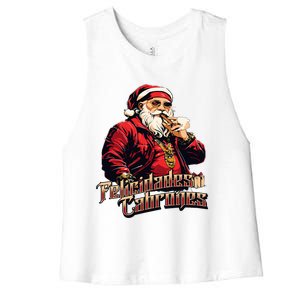 Bad Santa Boricua Women's Racerback Cropped Tank