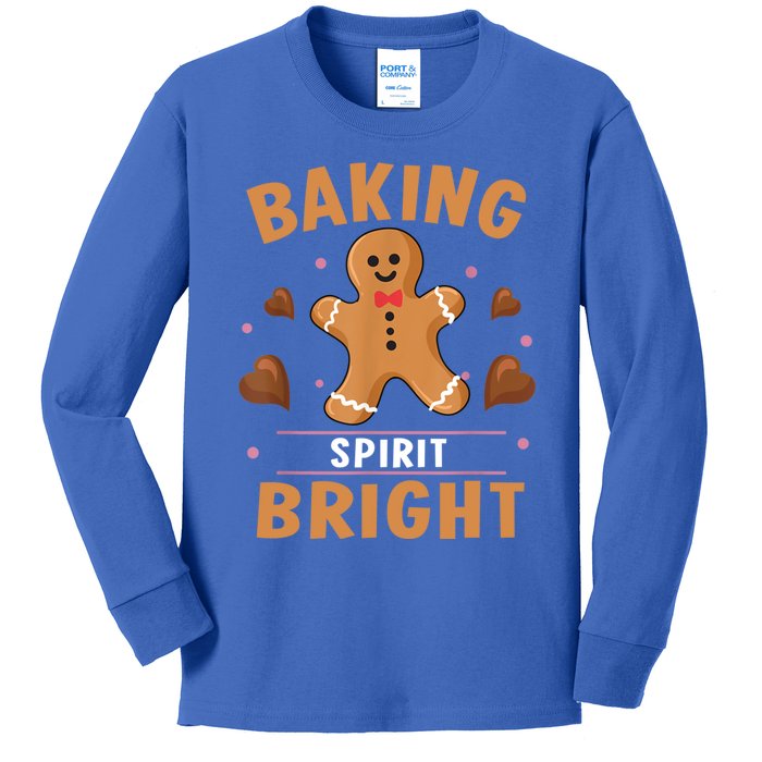 Baking Spirit Bright Donut Christmas Gingerbread Cookie Gift Kids Long Sleeve Shirt