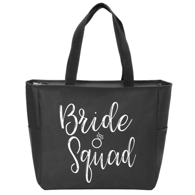 Bride Squad Bachelorette Party Bridesmaid Bridal Shower Zip Tote Bag