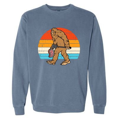 Bigfoot Sasquatch Bbq Retro Barbecue Grilling Garment-Dyed Sweatshirt