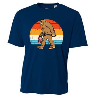 Bigfoot Sasquatch Bbq Retro Barbecue Grilling Cooling Performance Crew T-Shirt