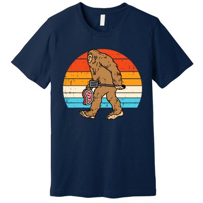 Bigfoot Sasquatch Bbq Retro Barbecue Grilling Premium T-Shirt