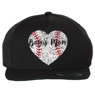 Baseball Softball Ball Heart Bonus Mom Mother's DayGift Wool Snapback Cap