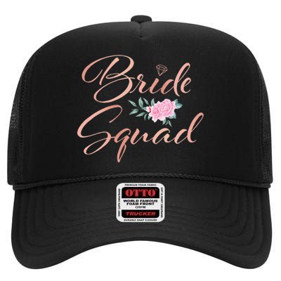 Bride Squad Bachelorette Party Bridal Shower Bridesmaid High Crown Mesh Back Trucker Hat