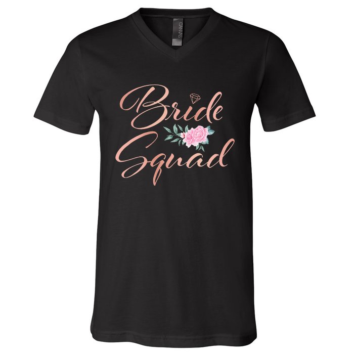 Bride Squad Bachelorette Party Bridal Shower Bridesmaid V-Neck T-Shirt