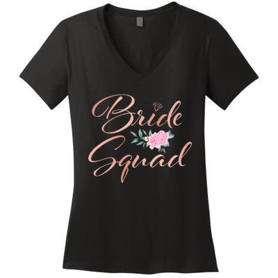 Bride Squad Bachelorette Party Bridal Shower Bridesmaid Women's V-Neck T-Shirt