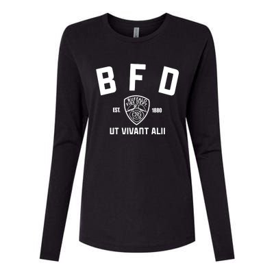 Buffalo Sabres Bfd Buffalo Fire Dept Ut Vivant Alii Est 1880 Womens Cotton Relaxed Long Sleeve T-Shirt