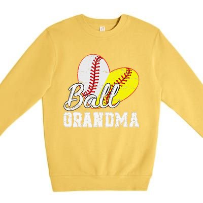 Baseball Softball Ball Heart Grandma Mother's DayGift Premium Crewneck Sweatshirt