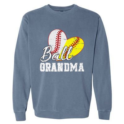 Baseball Softball Ball Heart Grandma Mother's DayGift Garment-Dyed Sweatshirt