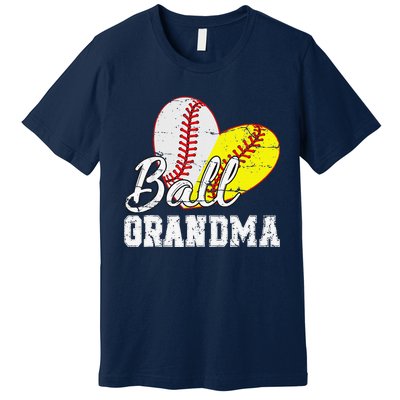 Baseball Softball Ball Heart Grandma Mother's DayGift Premium T-Shirt