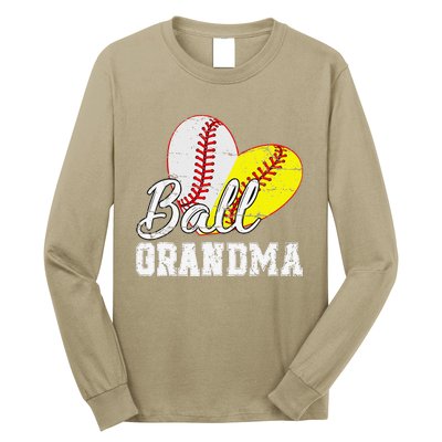 Baseball Softball Ball Heart Grandma Mother's DayGift Long Sleeve Shirt