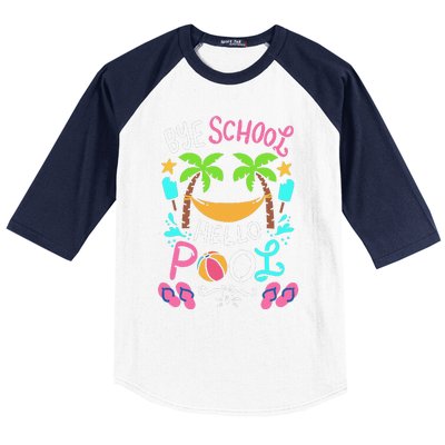 Bye School Beach Ball Hammock Baseball Sleeve Shirt