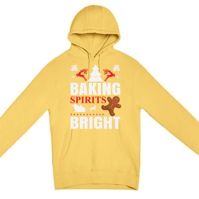 Baking Spirits Bright Gingerbread Illustration Gift Premium Pullover Hoodie