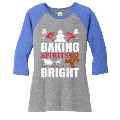 Baking Spirits Bright Gingerbread Illustration Gift Women's Tri-Blend 3/4-Sleeve Raglan Shirt