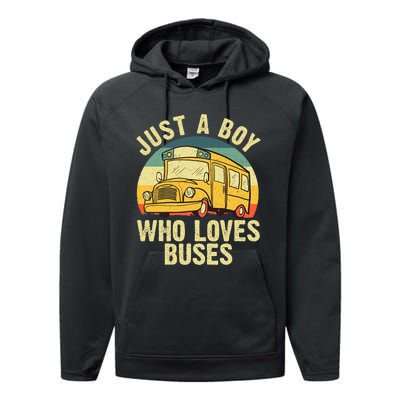 Best School Bus For Boy Kids Yellow Bus Lover Buses Performance Fleece Hoodie