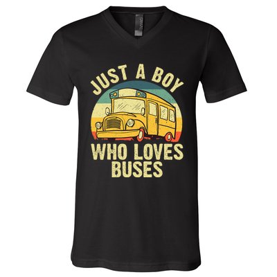 Best School Bus For Boy Kids Yellow Bus Lover Buses V-Neck T-Shirt