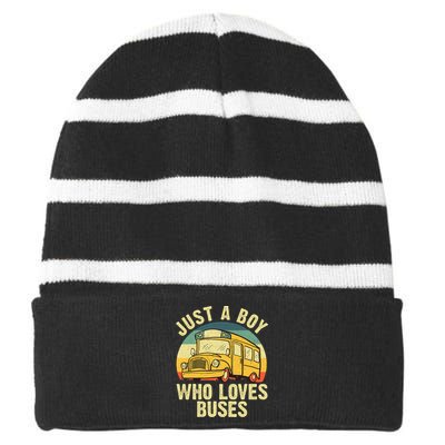 Best School Bus For Boy Kids Yellow Bus Lover Buses Striped Beanie with Solid Band