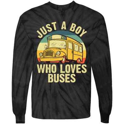 Best School Bus For Boy Kids Yellow Bus Lover Buses Tie-Dye Long Sleeve Shirt