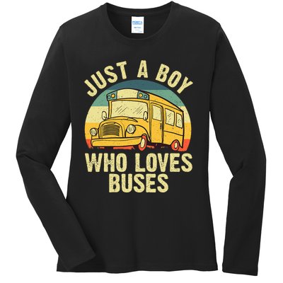 Best School Bus For Boy Kids Yellow Bus Lover Buses Ladies Long Sleeve Shirt