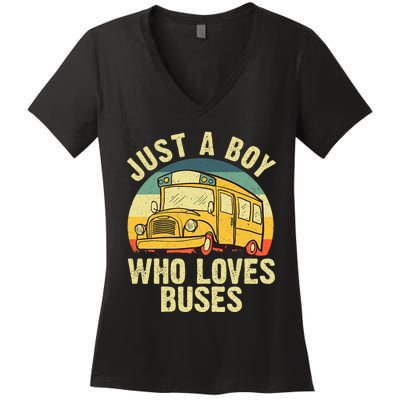 Best School Bus For Boy Kids Yellow Bus Lover Buses Women's V-Neck T-Shirt