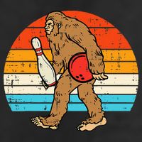 Bigfoot Sasquatch Bowling Retro Bowler Team 7 Panel Mesh Trucker Snapback Hat