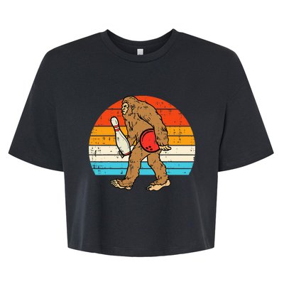 Bigfoot Sasquatch Bowling Retro Bowler Team Bella+Canvas Jersey Crop Tee