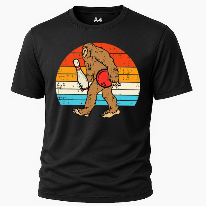 Bigfoot Sasquatch Bowling Retro Bowler Team Performance Shirt