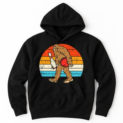 Bigfoot Sasquatch Bowling Retro Bowler Team Hoodie