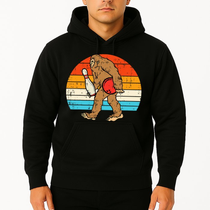Bigfoot Sasquatch Bowling Retro Bowler Team Hoodie