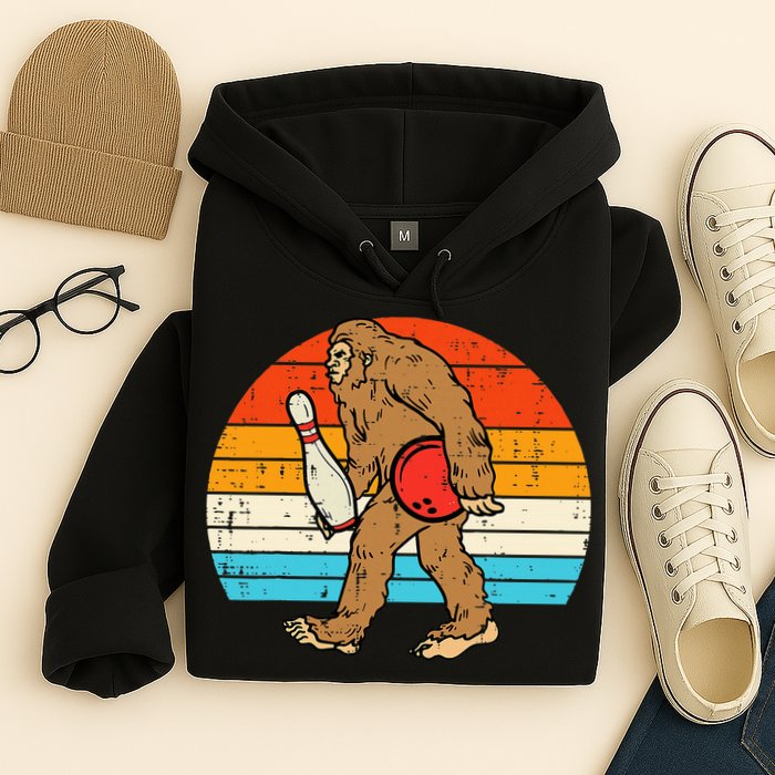 Bigfoot Sasquatch Bowling Retro Bowler Team Hoodie