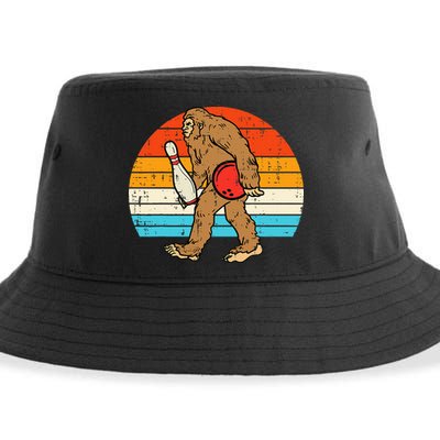 Bigfoot Sasquatch Bowling Retro Bowler Team Sustainable Bucket Hat