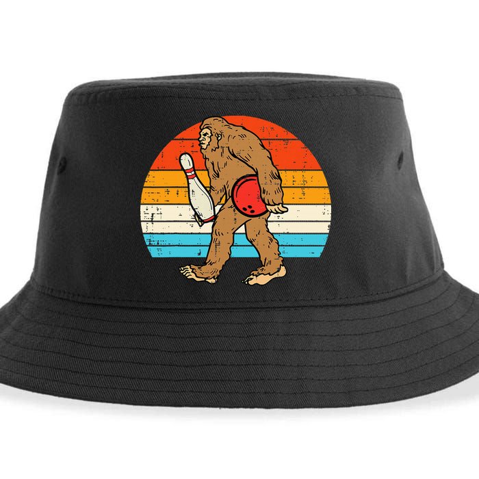Bigfoot Sasquatch Bowling Retro Bowler Team Sustainable Bucket Hat