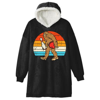 Bigfoot Sasquatch Bowling Retro Bowler Team Hooded Wearable Blanket