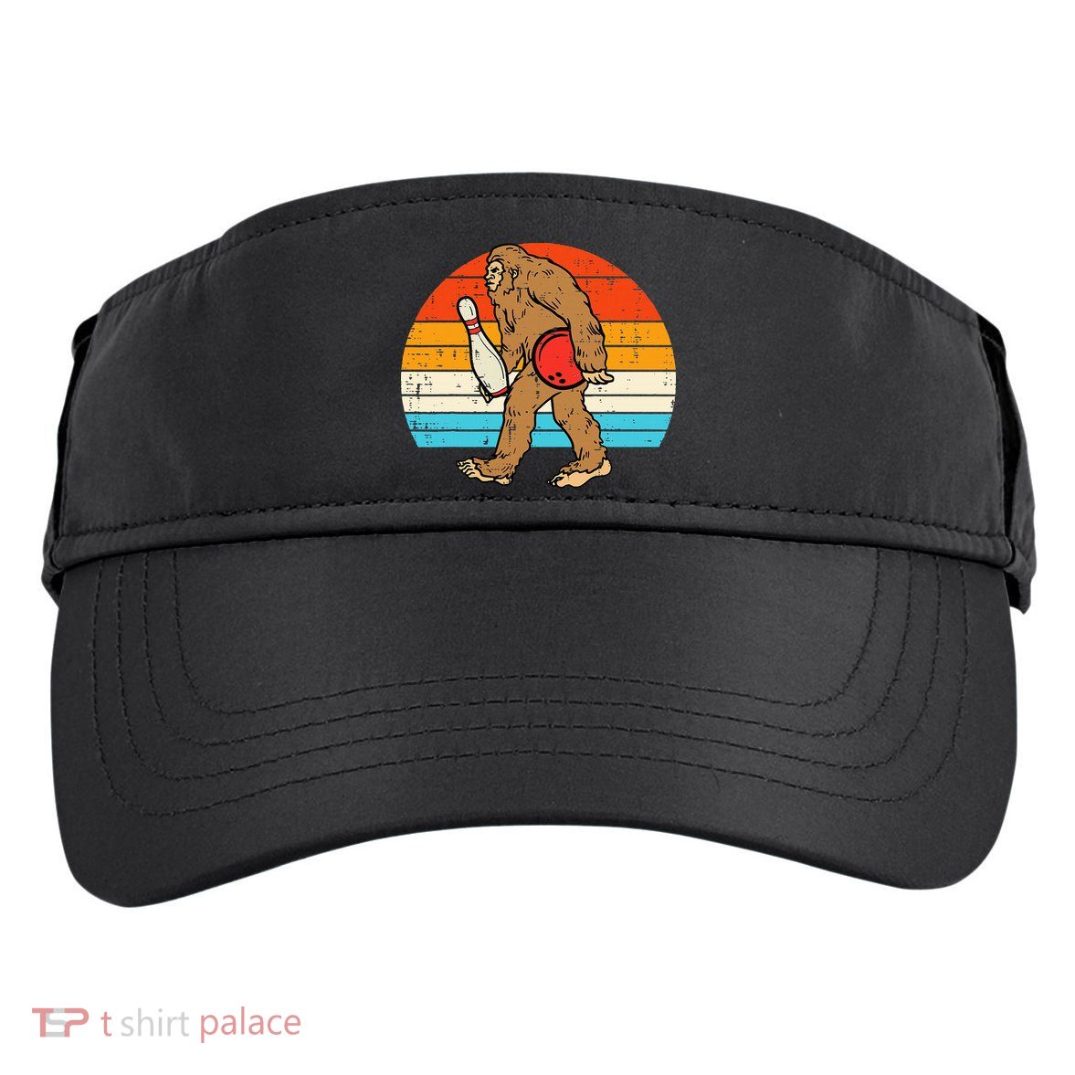 Bigfoot Sasquatch Bowling Retro Bowler Team Adult Drive Performance Visor