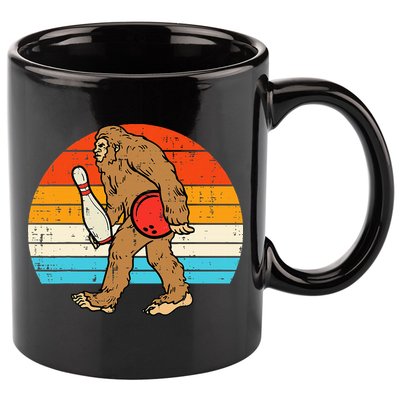 Bigfoot Sasquatch Bowling Retro Bowler Team 11oz C Handle Ceramic Mug