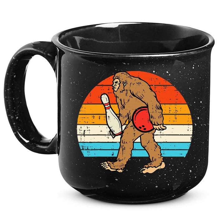 Bigfoot Sasquatch Bowling Retro Bowler Team 15oz Campfire Ceramic Mug