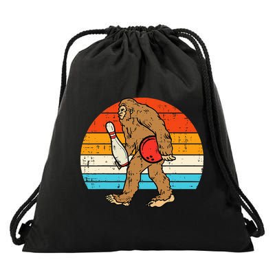 Bigfoot Sasquatch Bowling Retro Bowler Team Drawstring Bag