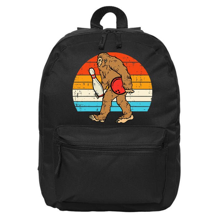 Bigfoot Sasquatch Bowling Retro Bowler Team 16 in Basic Backpack