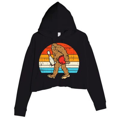 Bigfoot Sasquatch Bowling Retro Bowler Team Crop Fleece Hoodie
