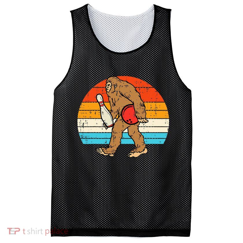 Bigfoot Sasquatch Bowling Retro Bowler Team Mesh Reversible Basketball Jersey Tank