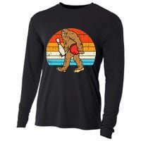 Bigfoot Sasquatch Bowling Retro Bowler Team Cooling Performance Long Sleeve Crew