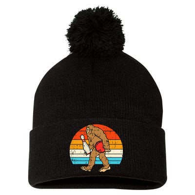 Bigfoot Sasquatch Bowling Retro Bowler Team Pom Pom 12in Knit Beanie