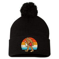 Bigfoot Sasquatch Bowling Retro Bowler Team Pom Pom 12in Knit Beanie