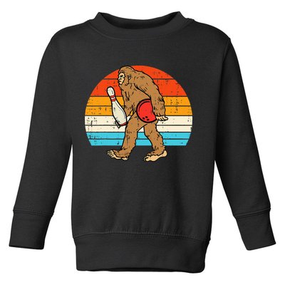 Bigfoot Sasquatch Bowling Retro Bowler Team Toddler Sweatshirt