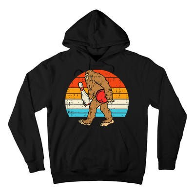 Bigfoot Sasquatch Bowling Retro Bowler Team Tall Hoodie