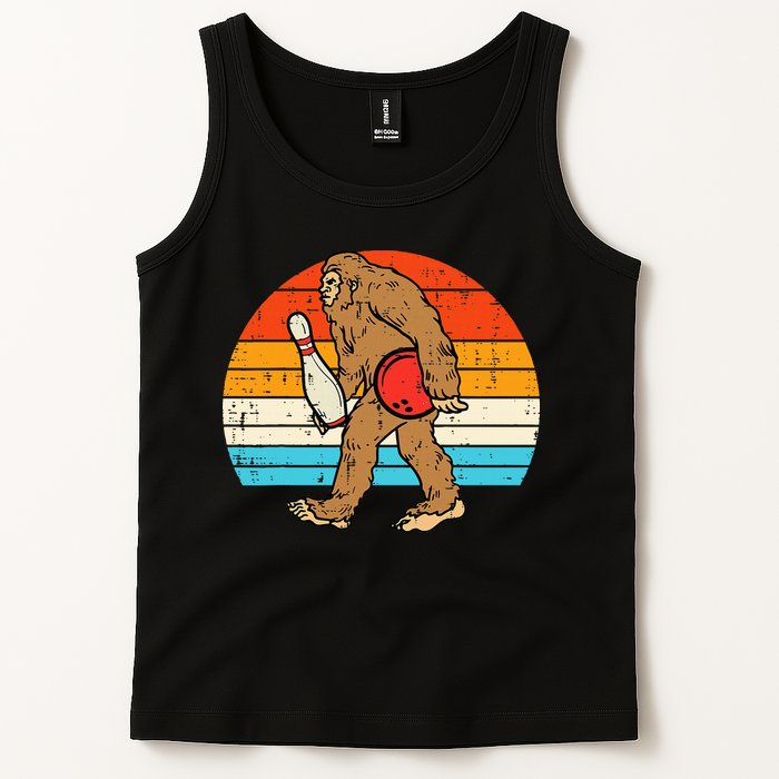 Bigfoot Sasquatch Bowling Retro Bowler Team Tank Top