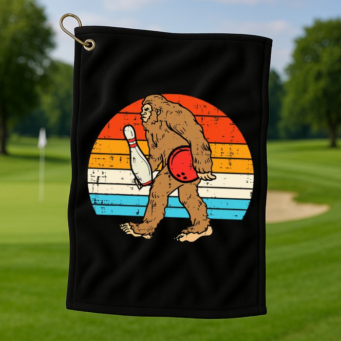 Bigfoot Sasquatch Bowling Retro Bowler Team Golf Towel