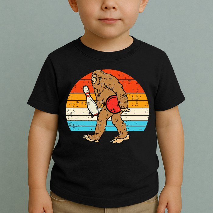 Bigfoot Sasquatch Bowling Retro Bowler Team Toddler T-Shirt