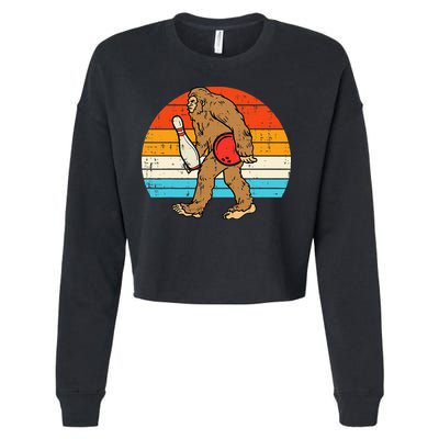 Bigfoot Sasquatch Bowling Retro Bowler Team Cropped Pullover Crew